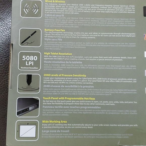 Adesso cybertablet W9 8x5 wireless wide-screen graphic tablet - Picture 6 of 7